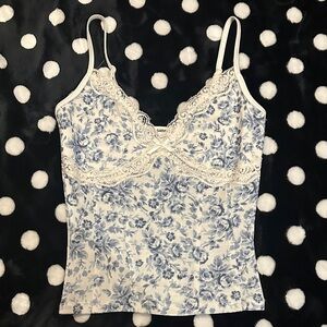 Garage Blue Floral Lace Camisole